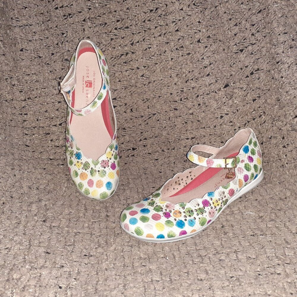 JOSE SAENZ-Ice Cream-Water Color Dots/Studs/Cut-Outs-Leather-Sz 37-Near Mint